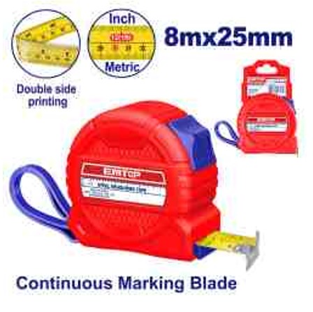 8m x 25mm Steel Measuring Tape One Button Metric/Inch ABS Case